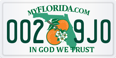 FL license plate 0029JO