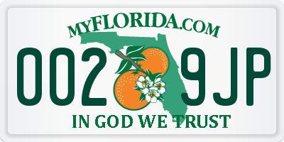FL license plate 0029JP