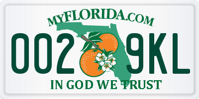 FL license plate 0029KL