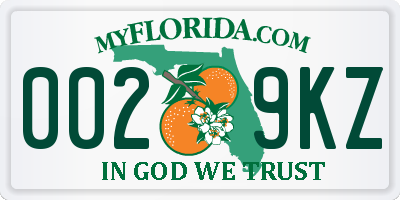 FL license plate 0029KZ