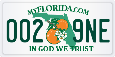 FL license plate 0029NE