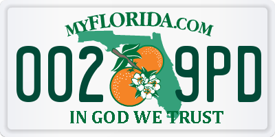 FL license plate 0029PD