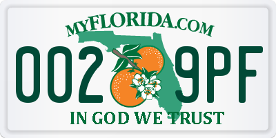 FL license plate 0029PF