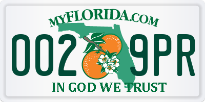 FL license plate 0029PR