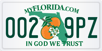 FL license plate 0029PZ