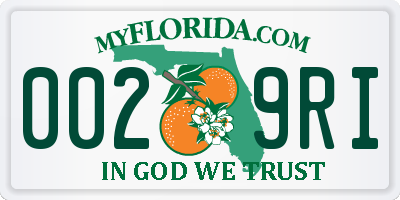 FL license plate 0029RI