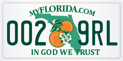 FL license plate 0029RL