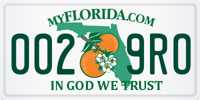 FL license plate 0029RO