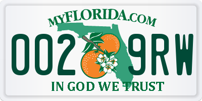 FL license plate 0029RW