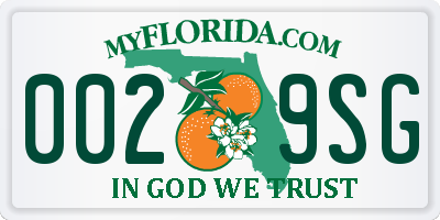 FL license plate 0029SG