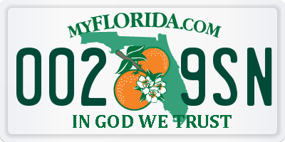 FL license plate 0029SN