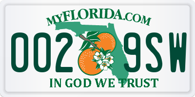 FL license plate 0029SW