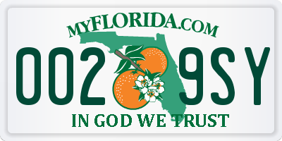 FL license plate 0029SY
