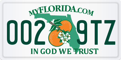 FL license plate 0029TZ