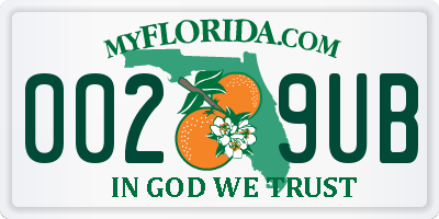 FL license plate 0029UB