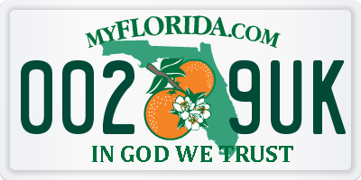 FL license plate 0029UK