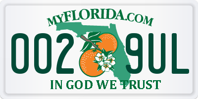 FL license plate 0029UL