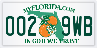 FL license plate 0029WB