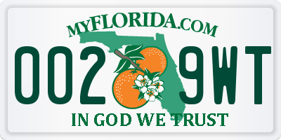 FL license plate 0029WT