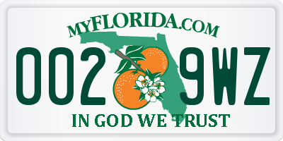 FL license plate 0029WZ