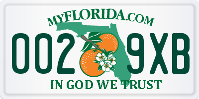 FL license plate 0029XB