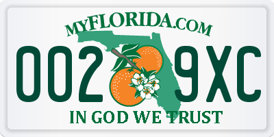 FL license plate 0029XC