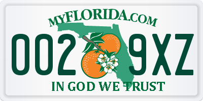 FL license plate 0029XZ