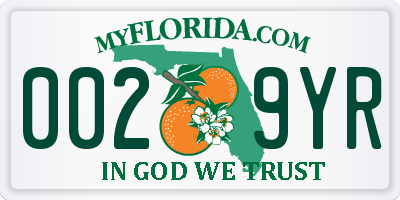 FL license plate 0029YR