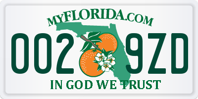 FL license plate 0029ZD