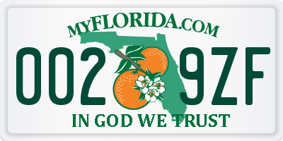 FL license plate 0029ZF