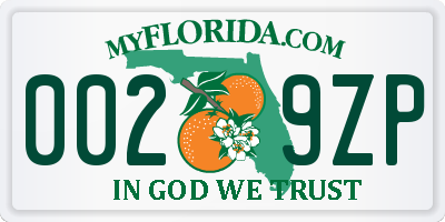FL license plate 0029ZP