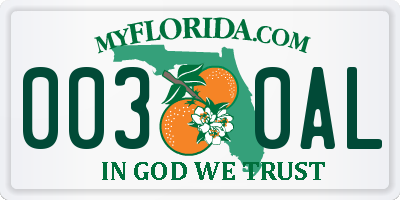 FL license plate 0030AL