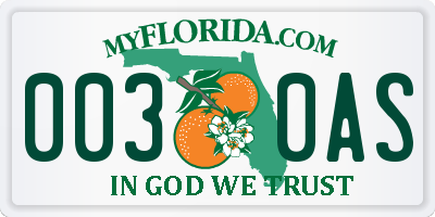 FL license plate 0030AS