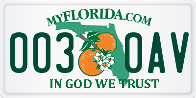 FL license plate 0030AV