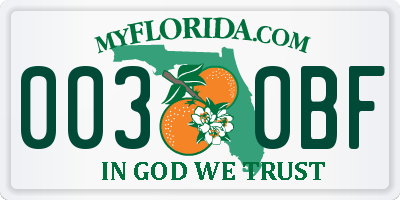 FL license plate 0030BF