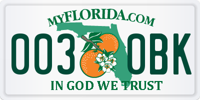 FL license plate 0030BK