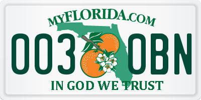 FL license plate 0030BN