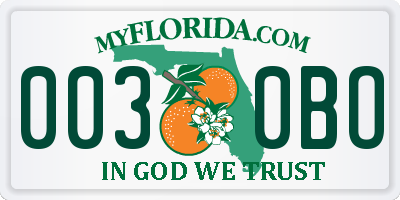 FL license plate 0030BO