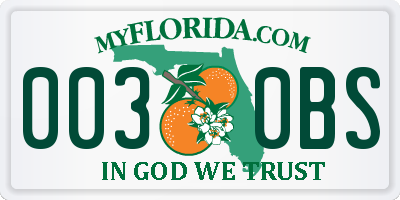 FL license plate 0030BS