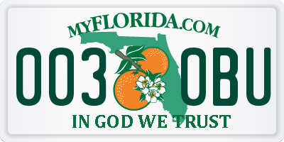 FL license plate 0030BU