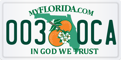 FL license plate 0030CA