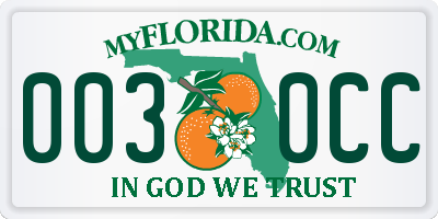 FL license plate 0030CC