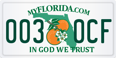 FL license plate 0030CF