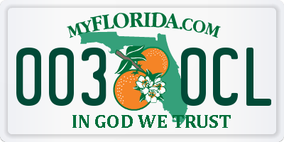 FL license plate 0030CL