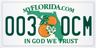 FL license plate 0030CM