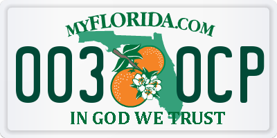 FL license plate 0030CP