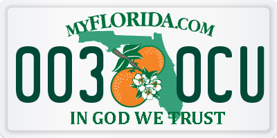 FL license plate 0030CU