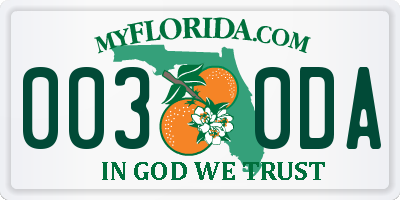 FL license plate 0030DA