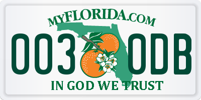 FL license plate 0030DB