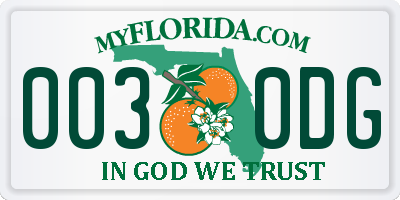FL license plate 0030DG